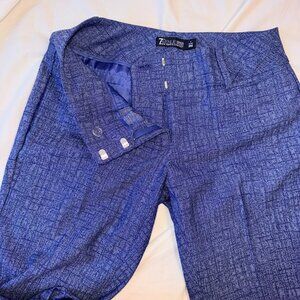 NY&Co 7th Avenue Design Studio – Petite 4 – Blue Textured Stretch Dress Pants